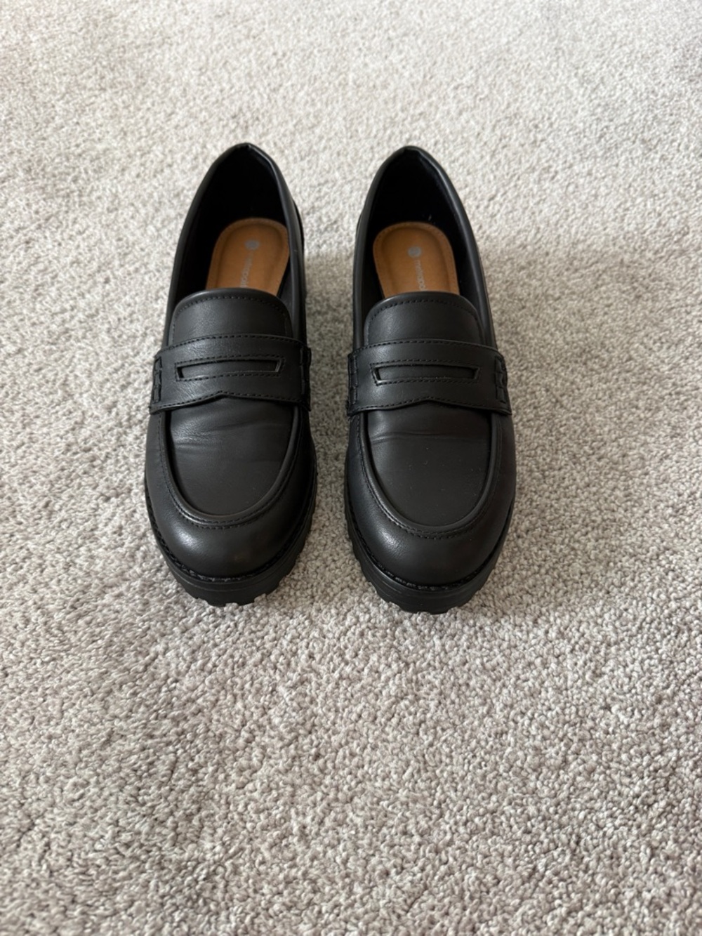 Womens Black Penny Loafers Size 7